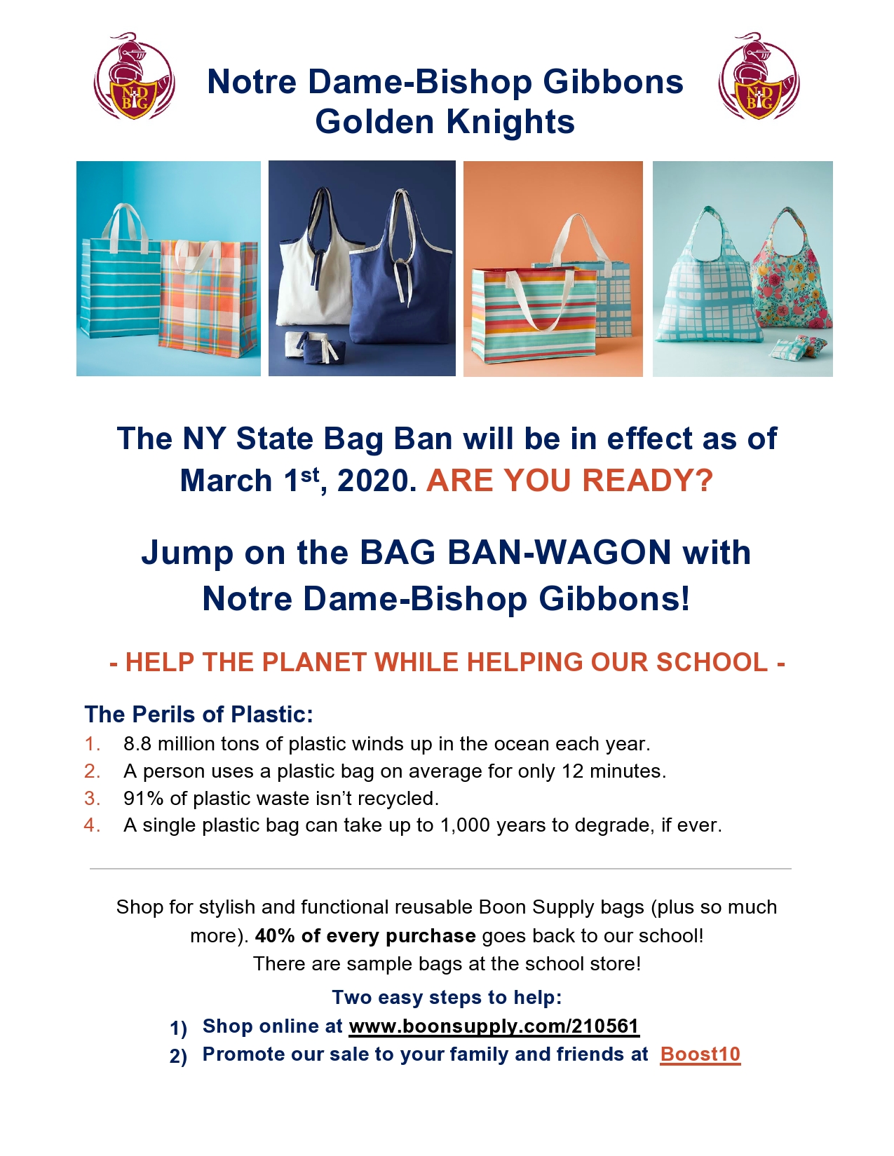 Boon Supply Bag Sale to Benefit ND-BG!